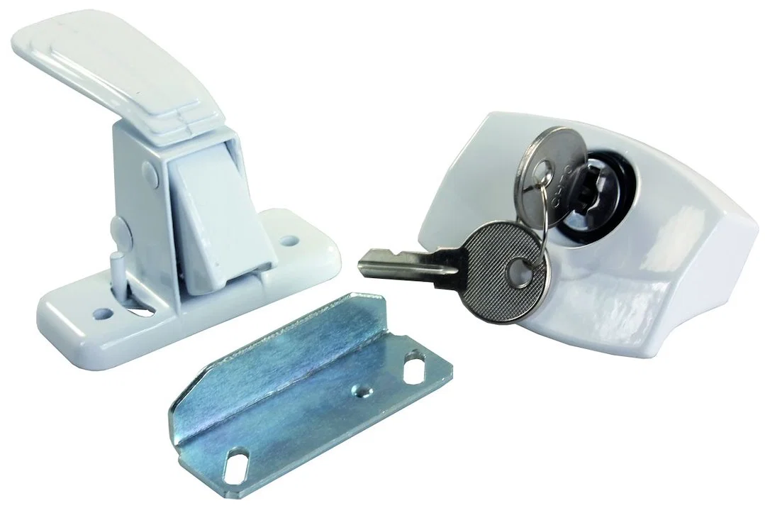 11685 – JR PRODUCTS Entry Door Handle, Pull Handle For Camp Door Universal Painted White Die Cast Steel With Single S...